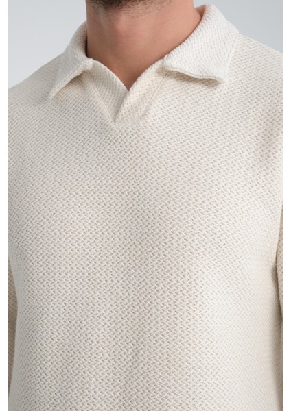 %100 Pamuklu Erkek Gömlek Yaka Sweatshirt
