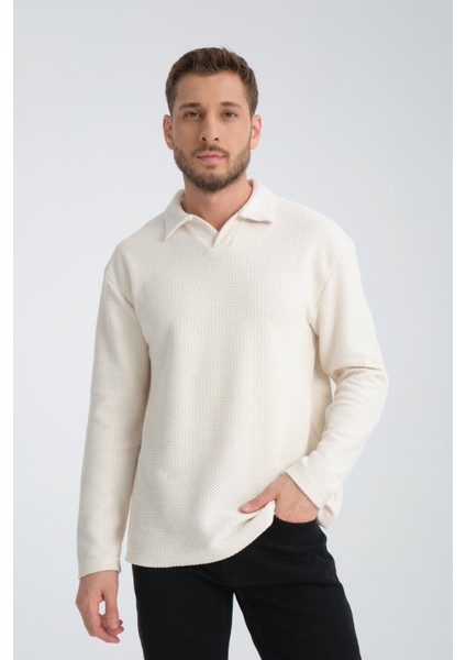 %100 Pamuklu Erkek Gömlek Yaka Sweatshirt fırsatları