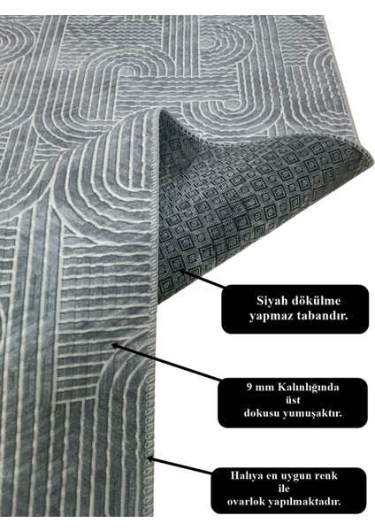 NarStore Home Elit Rölyef Antrasit Beyaz Kabartmalı Kaymaz Taban Yıkanabilir Kesme Yolluk Halı fırsatları