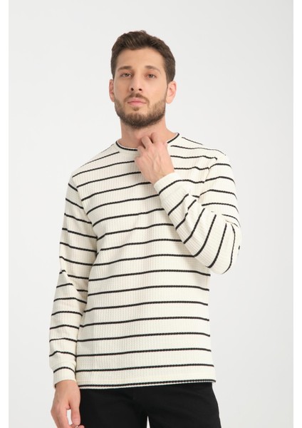 %100 Pamuk Uzun Kollu Çizgili Erkek Sweatshirt modelleri