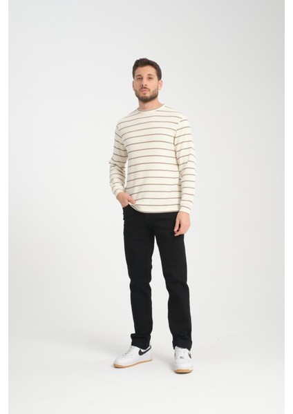 %100 Pamuk Uzun Kollu Çizgili Erkek Sweatshirt