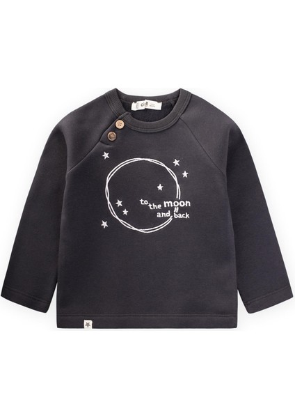 Reglan Kol Nakışlı Sweatshirt 1-5 Yaş Antrasit
