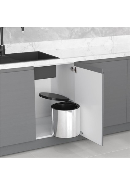 Paslanmaz Çelik Çöp Kovası Otomatik Kapak 10 Litre (S-2253-SS) fiyatları