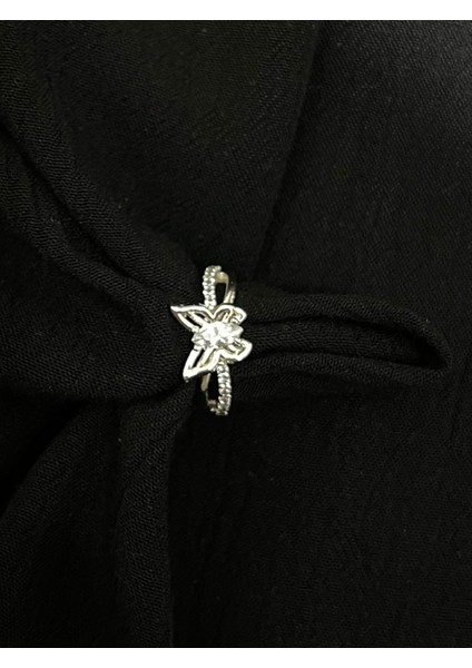 Damla Taş Model Gümüş Kaplama Kelebek Yüzük modelleri