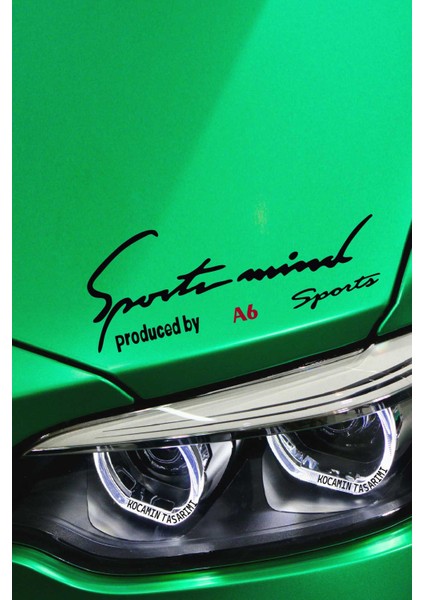 Audi A6 Sport Mind Far Yazı Sticker Siyah Zemin Kırmızı Şeritli Oto Tasarım A6 Yazılı