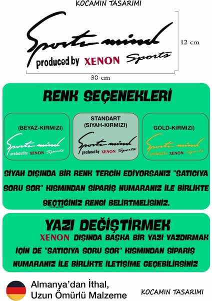 Tata Xenon Sport Mind Oto Sticker Far Üstü Şerit Siyah Zemin Kırmızı Yazı Dekoratif Xenon Yazılı fiyatları