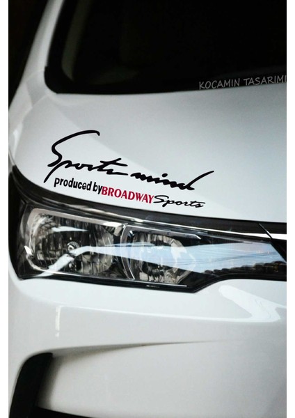 Renault Broadway Sport Mind Far Üstü Şerit Sticker Araca Özel Siyah Kırmızı Yazı Tasarımı Broadway Yazılı