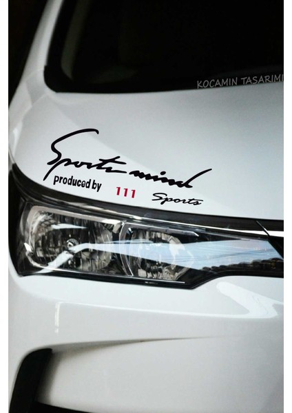 Lada 111 Sport Mind Oto Sticker Siyah Zemin Kırmızı Yazı Şerit Tasarımlı 111 Yazılı