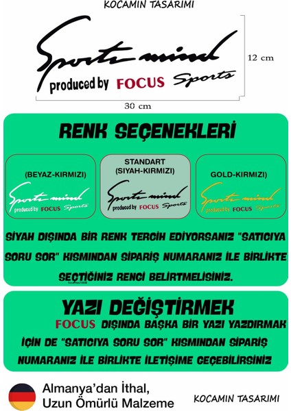 Ford Focus Sport Mind Far Üstü Şerit Sticker Araca Özel Siyah Kırmızı Yazılı Focus Yazılı fiyatları