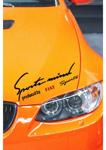 Fiat Tasarımlı Sport Mind Far Üstü Şerit Sticker Araca Özel Siyah Kırmızı Yazılı Tasarımlı Yazılı