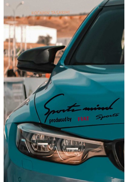 Fiat Tasarımlı Sport Mind Far Üstü Şerit Sticker Araca Özel Siyah Kırmızı Yazılı Tasarımlı Yazılı