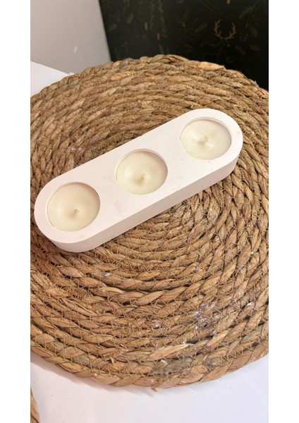 Üçlü Beton Tealight Mum / Mumluk