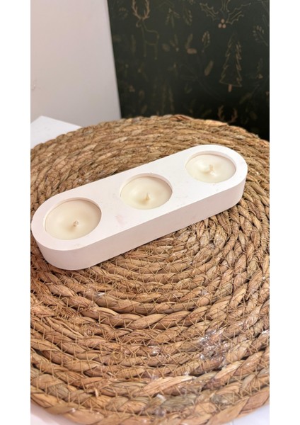 Üçlü Beton Tealight Mum / Mumluk fiyatları