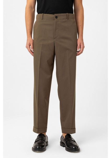 Haki Yüksek Bel Straight Fit Erkek Pantolon