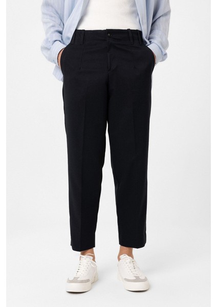 Lacivert Yüksek Bel Straight Fit Erkek Pantolon