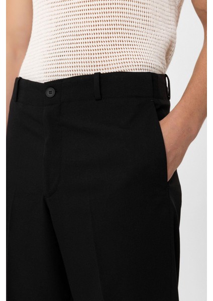 Siyah Yüksek Bel Straight Fit Erkek Pantolon modelleri