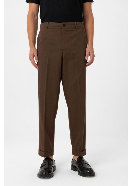 Kahve Yüksek Bel Straight Fit Erkek Pantolon fiyatları