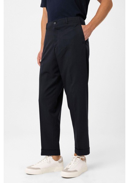 Lacivert Yüksek Bel Straight Fit Erkek Pantolon modelleri