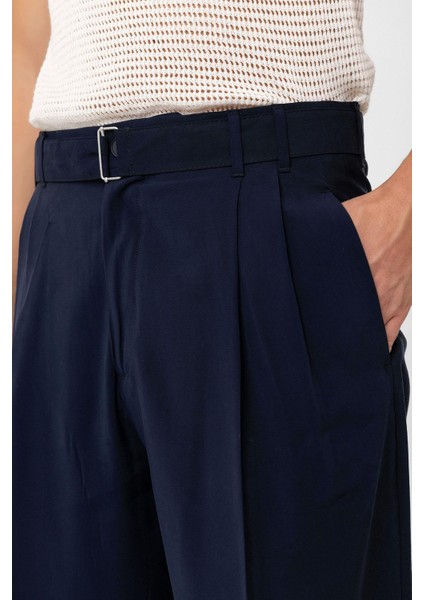 Lacivert Modal Kumaş Relax Fit Kemerli Erkek Pantolon fırsatları