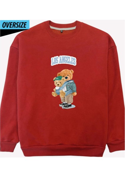 Şehrin En Havalı Ikilisi! Oversize Sweatshirt Kırmızı
