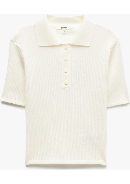 Kısa Kollu Düğmeli Polo Yaka Triko Kazak modelleri