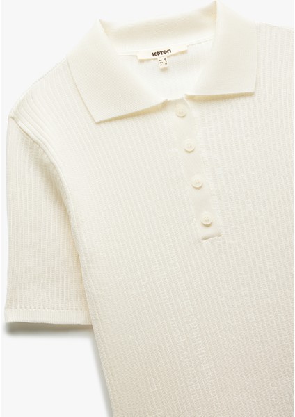 Kısa Kollu Düğmeli Polo Yaka Triko Kazak indirimleri