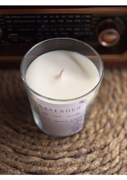Cam Kavanozda Simli Lavanta Kokulu Mum - Doğal Soya Wax - 200 gr