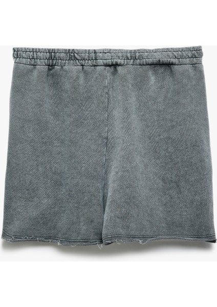 Kesik Paça Pamuklu Yıkamalı Beli Lastikli Mini Şort fırsatları