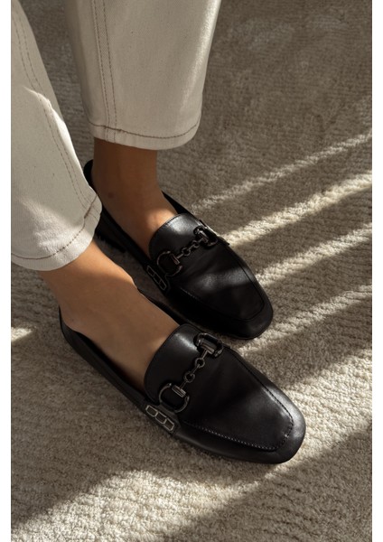 Suits Siyah Hakiki Deri Loafer
