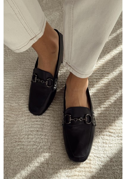 Suits Siyah Hakiki Deri Loafer