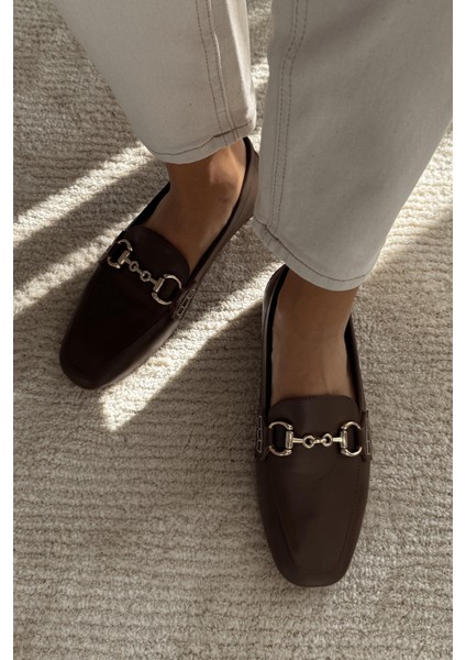 Suits Kahverengi Hakiki Deri Loafer modelleri