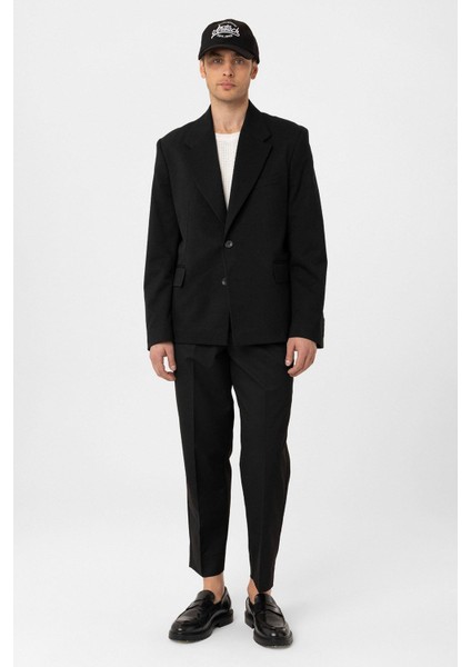 Siyah Relax Fit Erkek Blazer Ceket modelleri