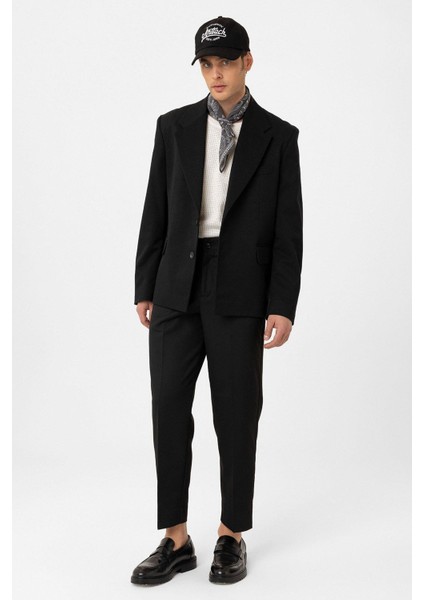 Siyah Relax Fit Erkek Blazer Ceket fırsatları