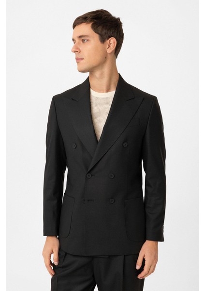 Siyah Kruvaze Kapama Italyan Kesim Erkek Takım fiyatları