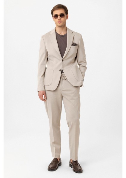 Bej Slim Fit Comfort Erkek Takım