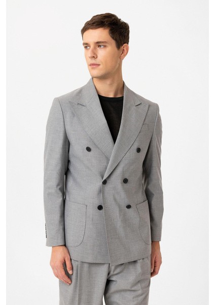 Gri Kruvaze Kapama Italyan Kesim Erkek Takım modelleri