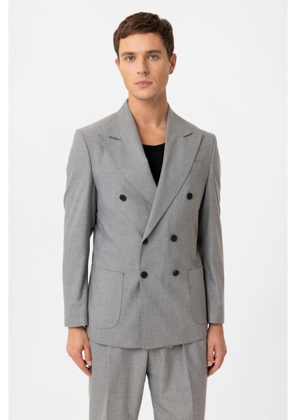 Gri Kruvaze Kapama Italyan Kesim Erkek Takım indirimleri