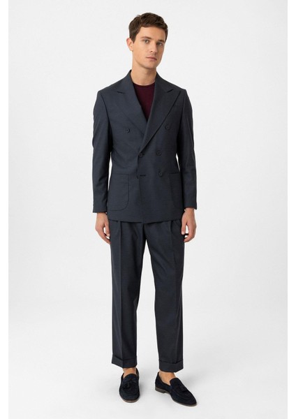 Lacivert Kruvaze Kapama Italyan Kesim Erkek Takım