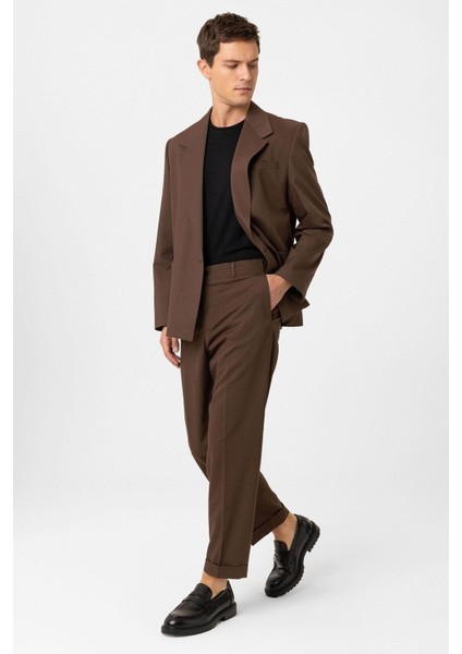Kahve Relax Fit Kruvaze Kapama Erkek Teknik Blazer Ceket fırsatları