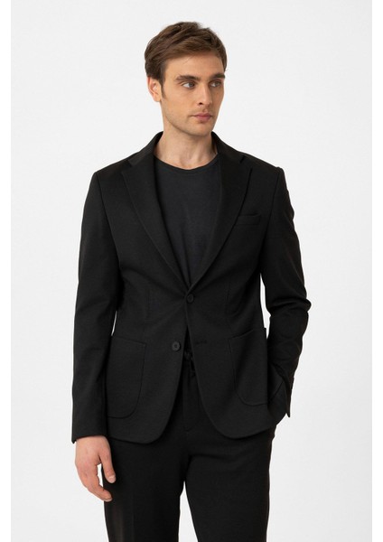 Siyah Slim Fit Comfort Erkek Takım fırsatları