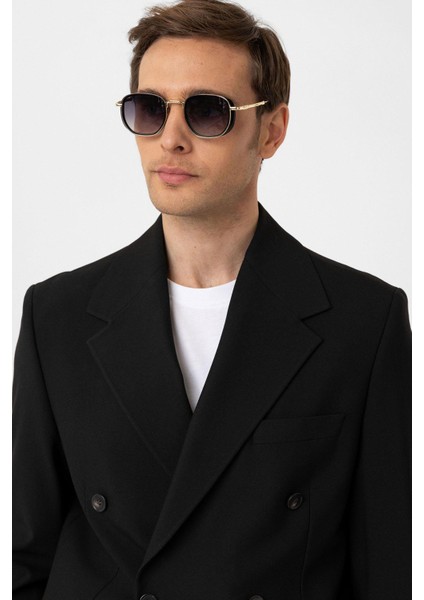 Siyah Relax Fit Kruvaze Erkek Blazer Ceket modelleri