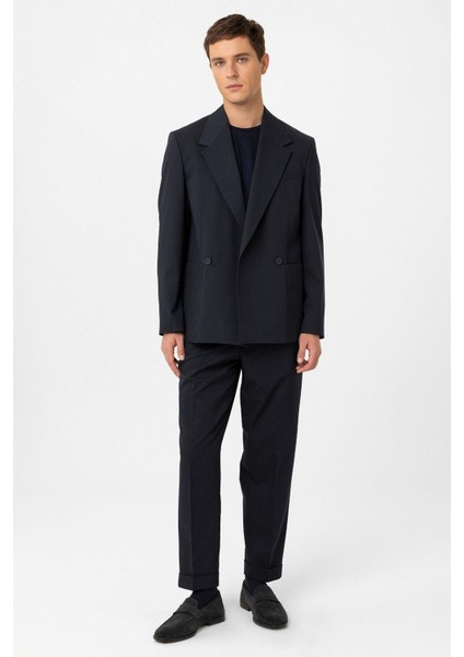 Lacivert Relax Fit Kruvaze Kapama Erkek Teknik Blazer Ceket fırsatları