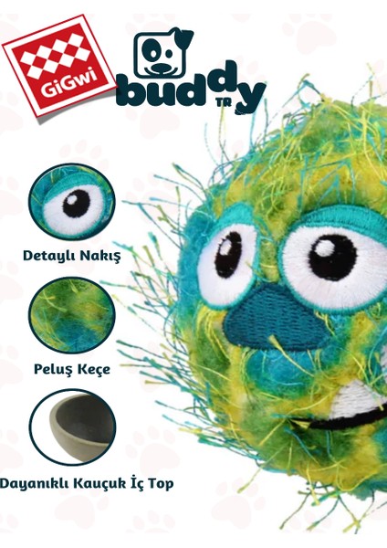 Crazy Ball - Çılgın Kirpi Yeşil Top - Çiğnemeye Karşı Dirençli