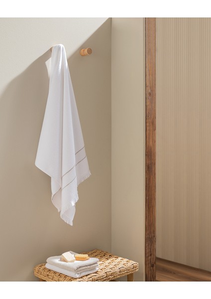 Raya %100 Pamuk Banyo Havlusu - Beyaz/bej