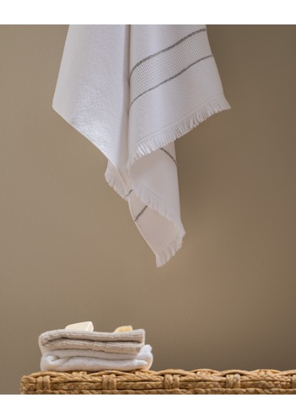 Raya %100 Pamuk Banyo Havlusu - Beyaz/gri fiyatları