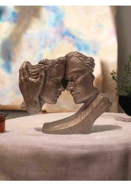 Bronz Renkli Dekoratif Sevgili Büst