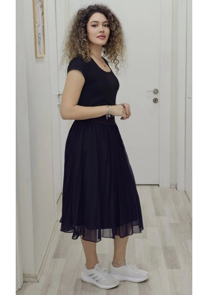 Beli Lastikli Pliseli Etek 6018-MÜRDÜM modelleri