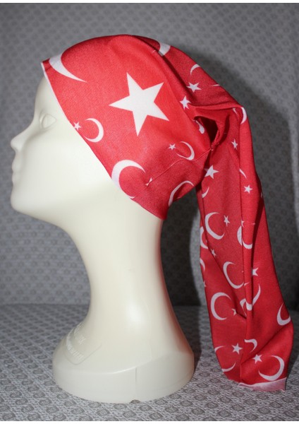 Ay Yıldız Desenli Kırmızı Boyunluk Baf Bandana