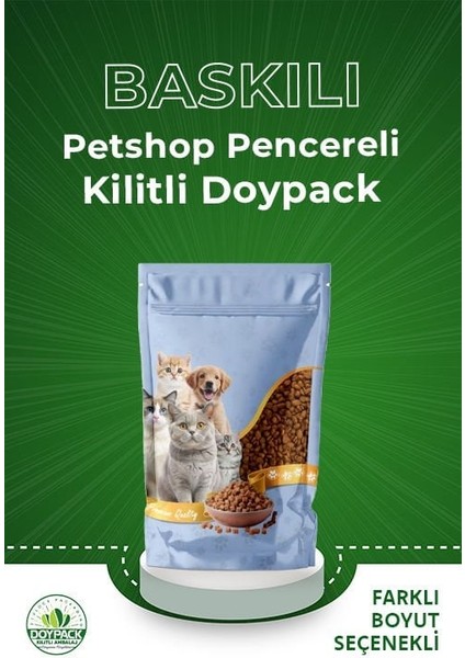 Petshop Baskılı Pencereli Kilitli Doypack 250 - 21X31+5CM