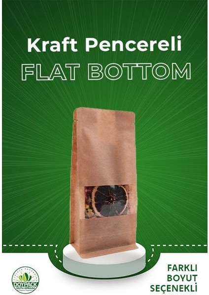 Kraft Pencereli Flat Bottom 250 - 11X29CM